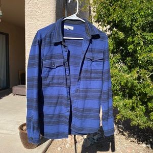 MADEWELL cotton flannel button up shirt in blue stripes. Size s